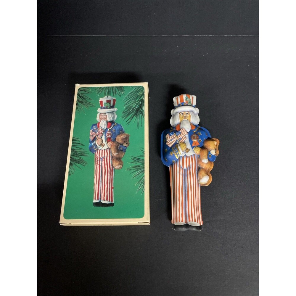 Uncle Sam Hallmark Keepsake Ornament 1984 Patriotic Pressed Tin
